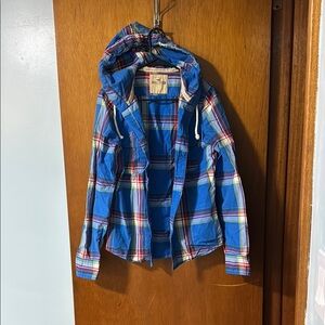 Hollister Blue and Red Casual Button Down Shirt